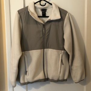 Girls North Face White/Gray Denali Fleece XL/18
